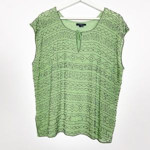 Anthropologie Gryphon NY Women's Top Blouse Size L Large Green Silk Beads RARE!!
